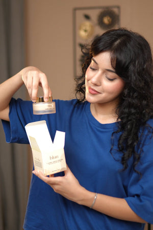 A Blun customer using the Camel Milk Cream