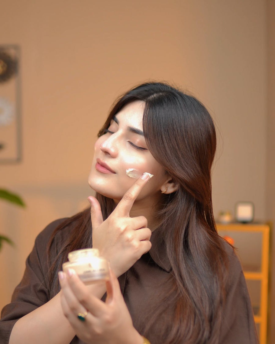 Applying Blun Camel Milk Cream